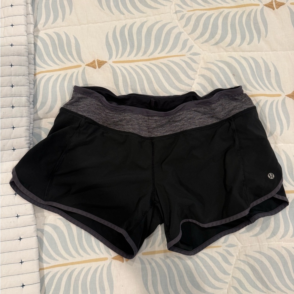 lululemon athletica Black Speed Up Shorts with Gray Trim